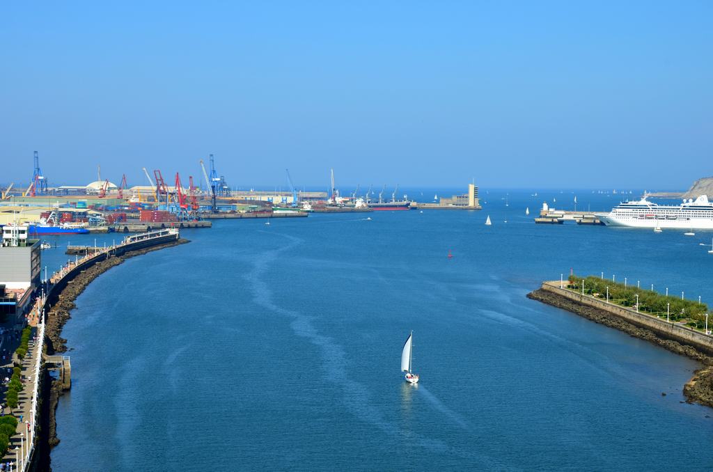 Vistas desde lo alto, pasarela del puente colgante transbordador de Vizcaya