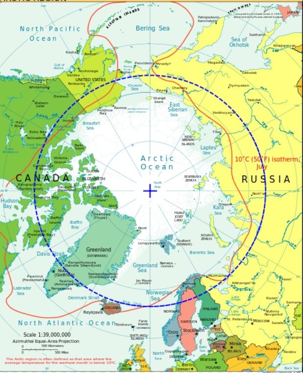 Línea Círculo Polar Ártico.